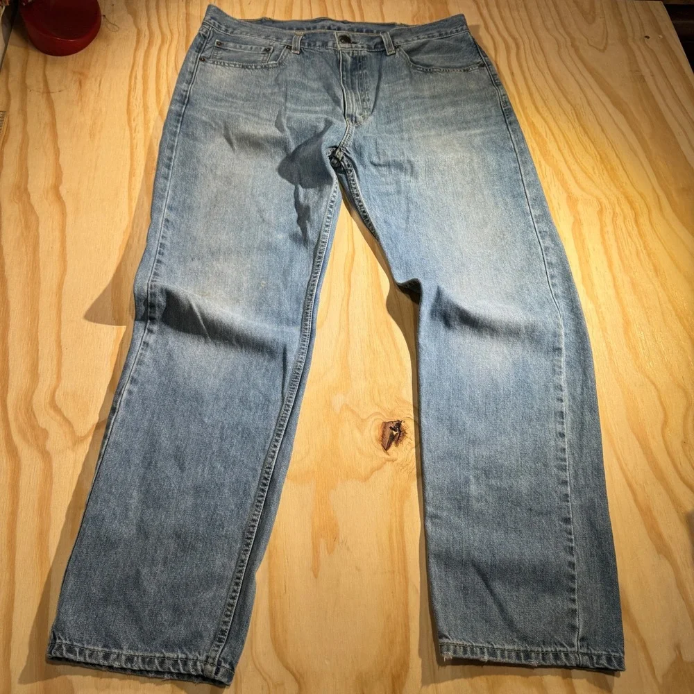 Levis 505 Regular Fit Straight Leg Jeans Men's W38 Light Wash Blue Denim
